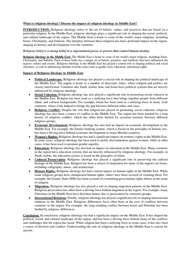 Impact of Religious Ideology in the Middle East | PDF