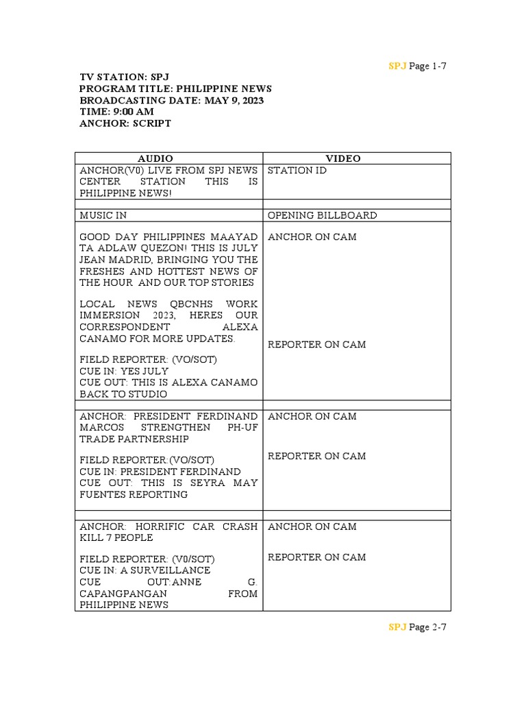 Broadcasting Script | PDF