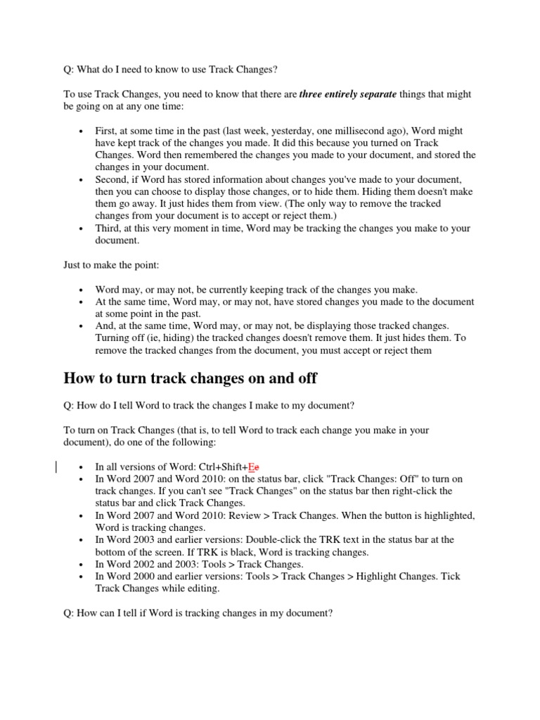 How To Turn Track Changes On and Off | PDF | Software | Computing