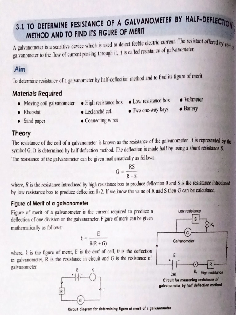 Galvanometer Resistance & Figure of Merit | PDF