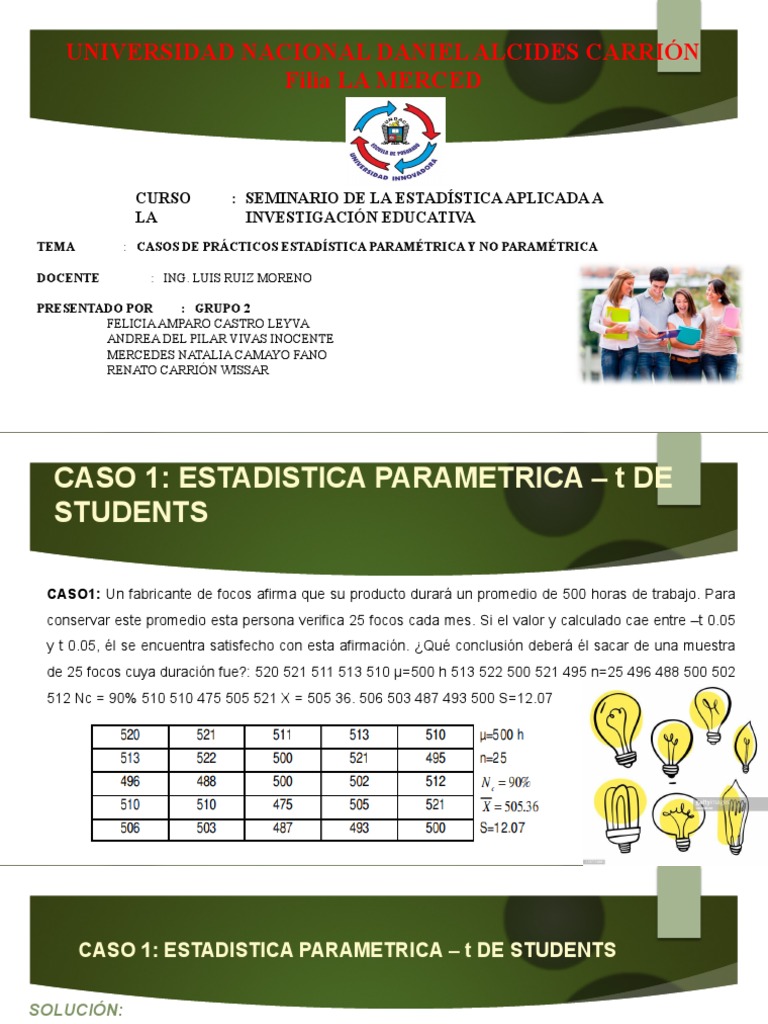 Casos de Estadística Paramétrica y No Paramétrica PDF
