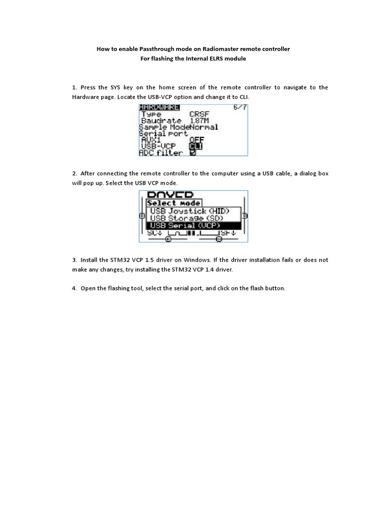 Enable Passthrough Mode on Radiomaster | PDF