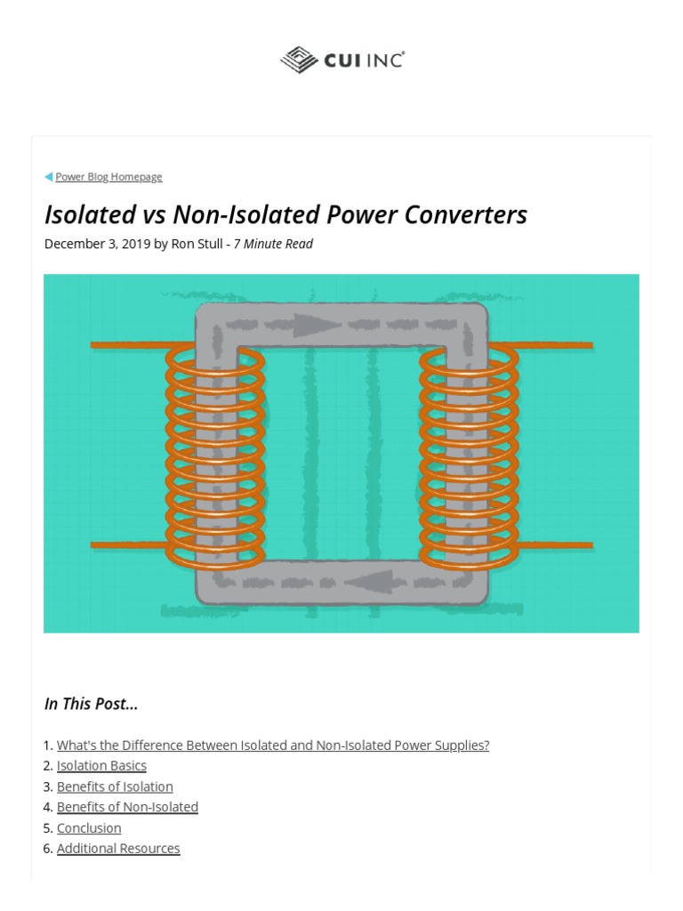 Isolated Vs NonIsolated Power Converters CUI Inc Download Free PDF