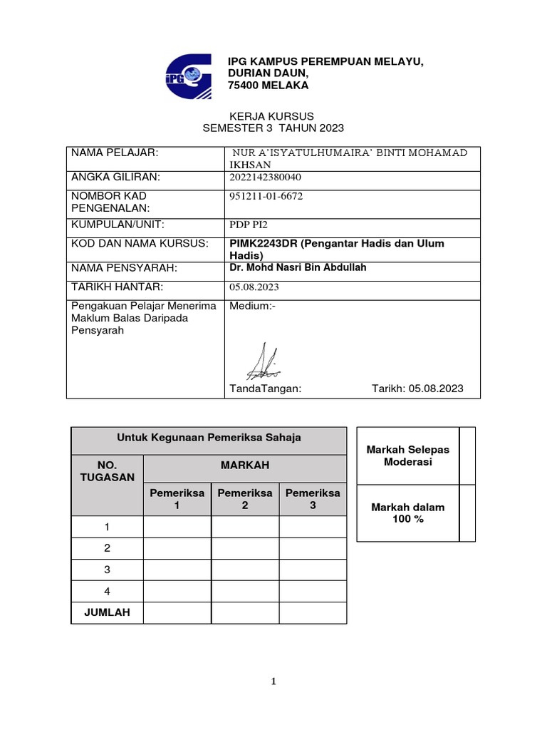 Assignment HADIS-SEM 3 | PDF