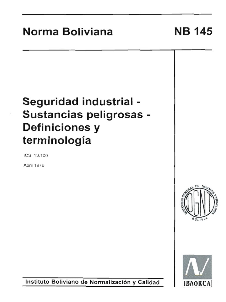 NB 145 SI - SUSTANCIAS PELIGROSAS - DyT | PDF