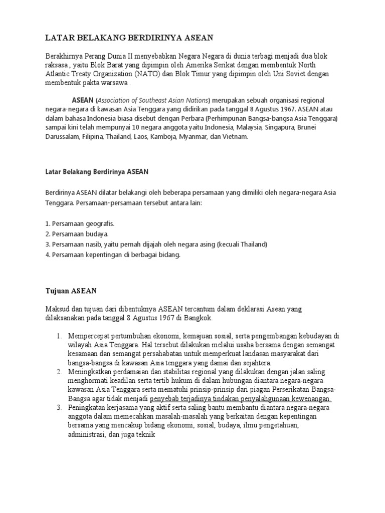 LATAR BELAKANG BERDIRINYA ASEAN PDF