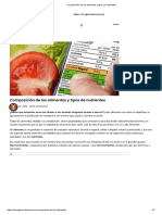Composición de Los Alimentos y Tipos de Nutrientes
