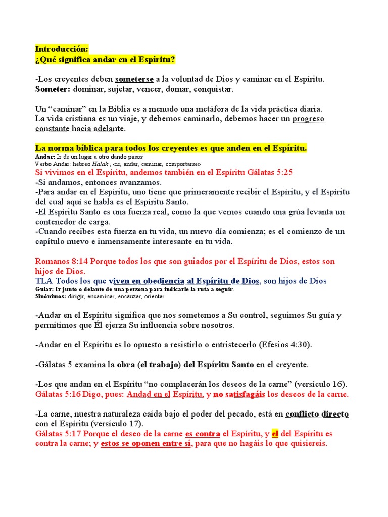 Qué Significa Andar En El Espíritu Pdf