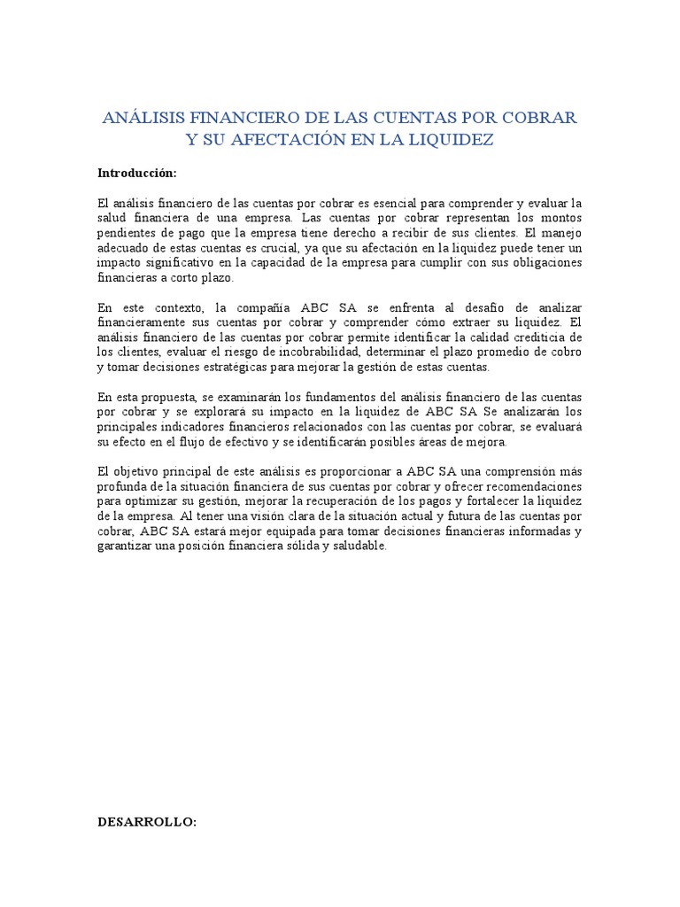 Análisis de Cuentas por Cobrar y Liquidez | PDF