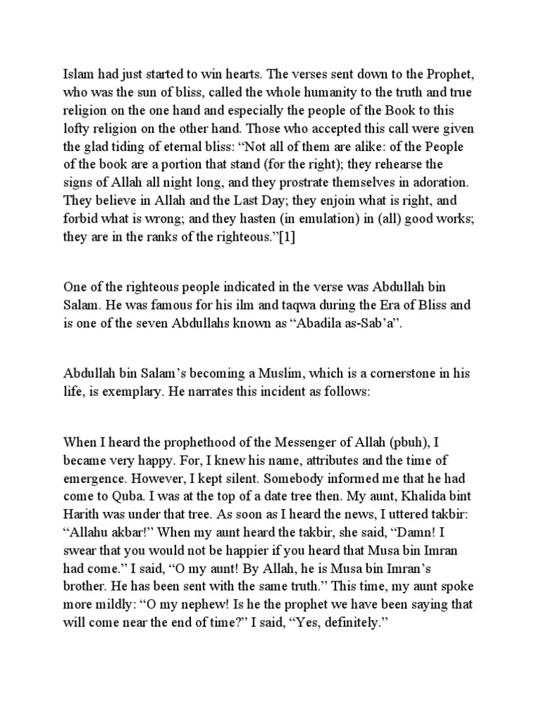 Abdullah Ibn Salam R A Pdf