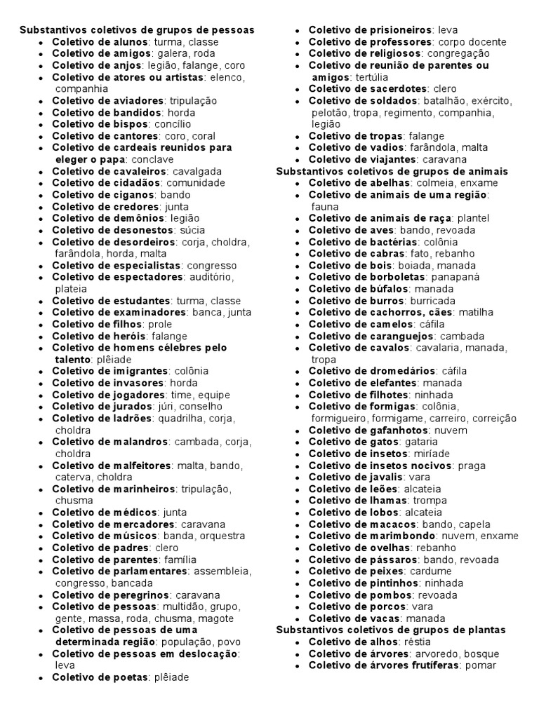 Substantivos Coletivos de Grupos de Pessoas | PDF