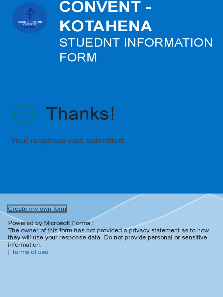 Good Shepherd Convent - Kotahena Stuednt Information Form | PDF