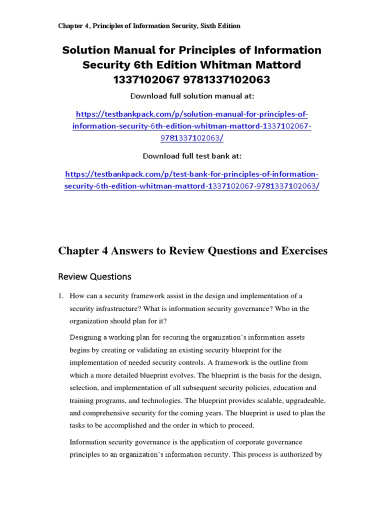 Chapter 4: Security Principles Overview | PDF | Information Security ...