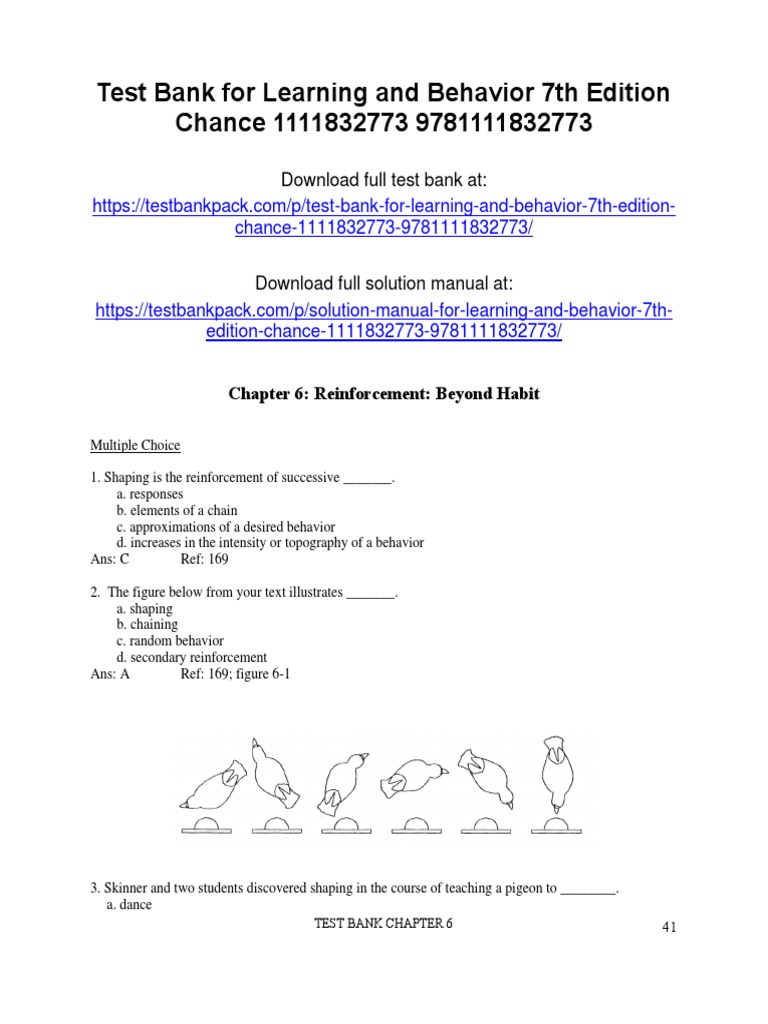 Learning and Behavior 7th Edition Paul Chance Test Bank Download | PDF ...