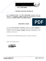 Certificado de Trabajor Rya Iquitos 2017