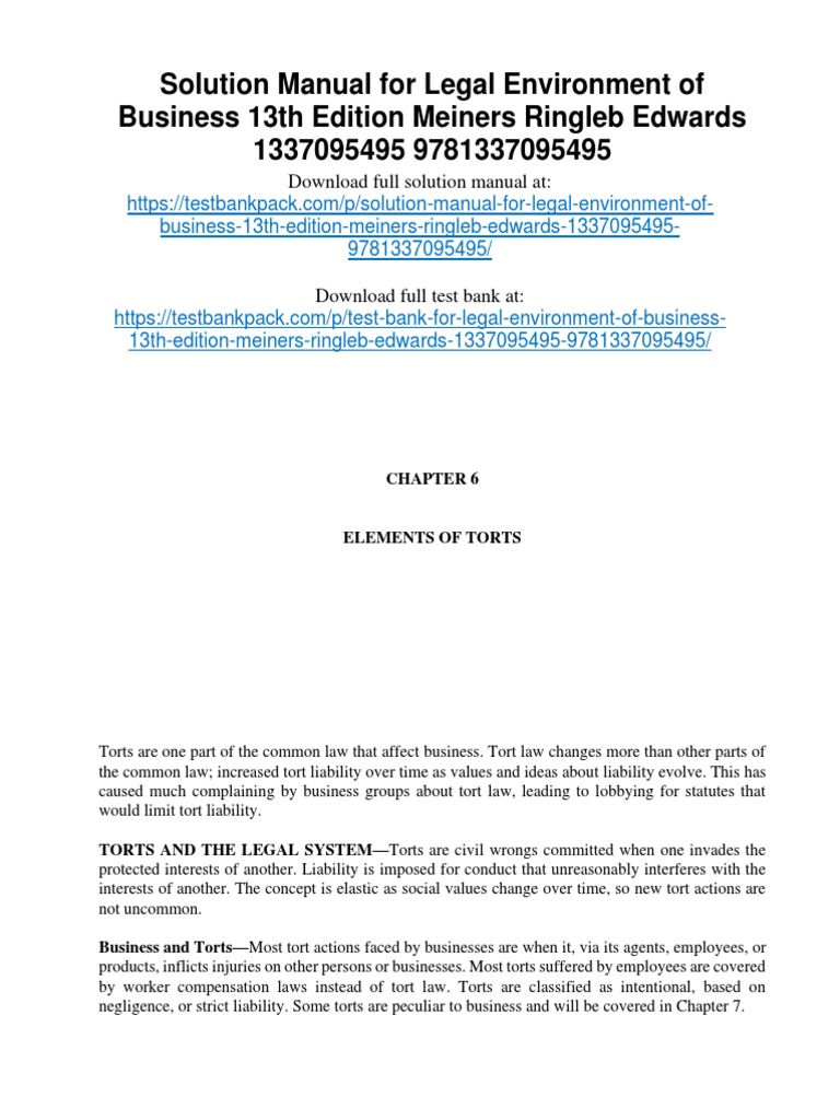 The Legal Environment Of Business 9th Edition