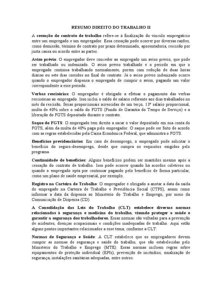 Resumo Direito Do Trabalho Ii | PDF