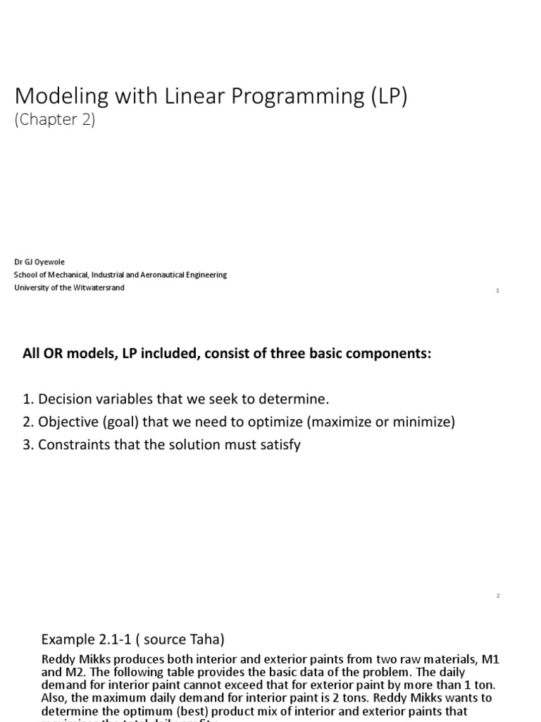 Lec 2 - Modeling With LP | PDF | Mathematical Optimization | Linear ...
