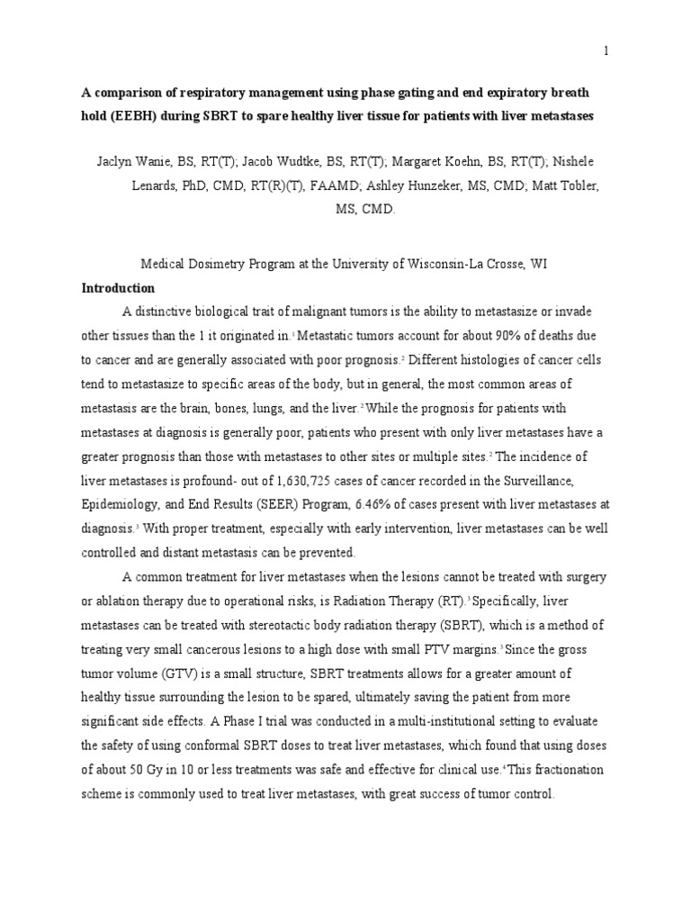 Capstone Paper Section Iii-2 | PDF | Metastasis | Radiation Therapy