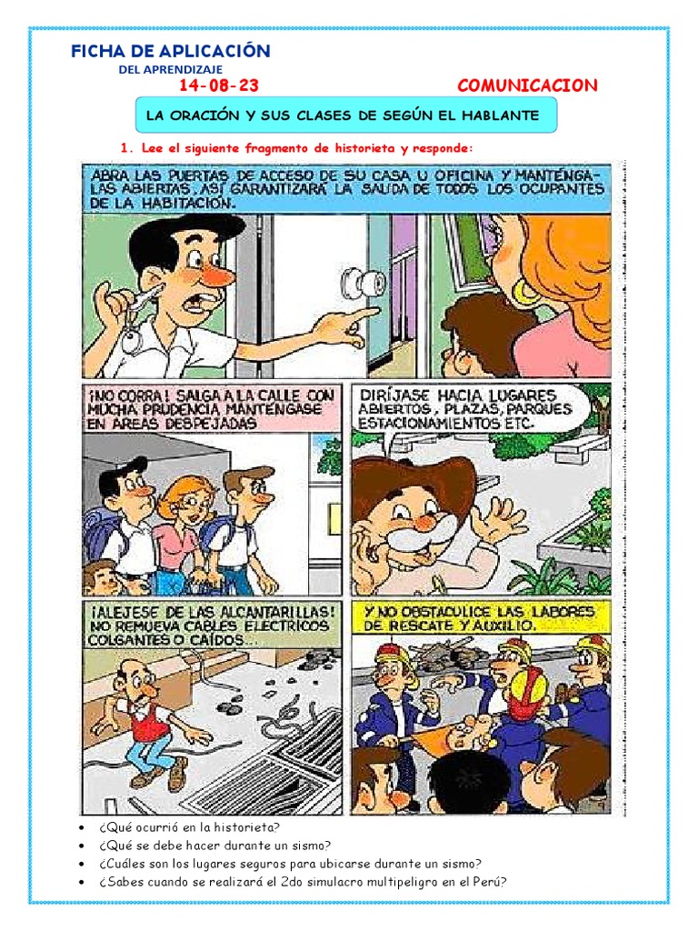 Clases de Oraciones y Sismos para Niños | PDF | Artes del Lenguaje y ...