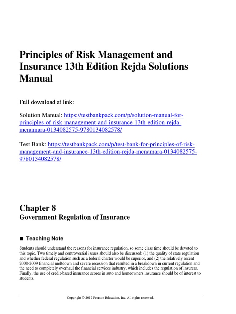 Insurance Regulation Overview: Chapter 8 | PDF | Insurance | Business Law
