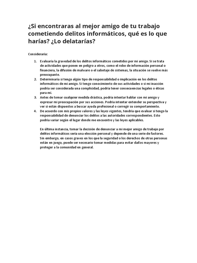 Delatar a un amigo por delitos informáticos | PDF