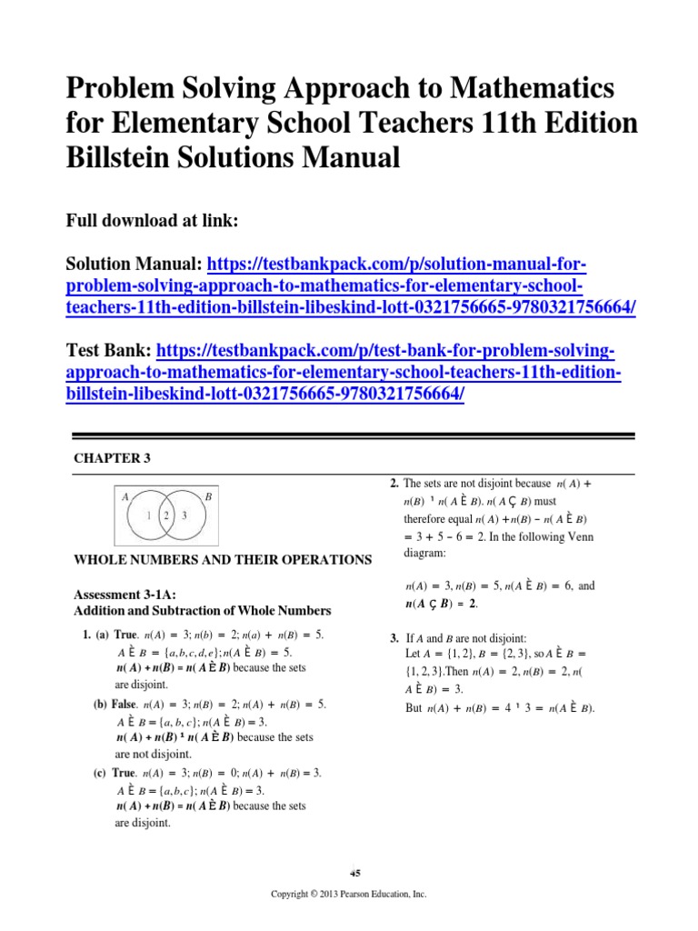 Problem Solving Approach To Mathematics For Elementary School Teachers ...