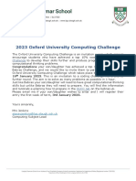 OUCC Oxford University Computing Challenge Invitation Letter