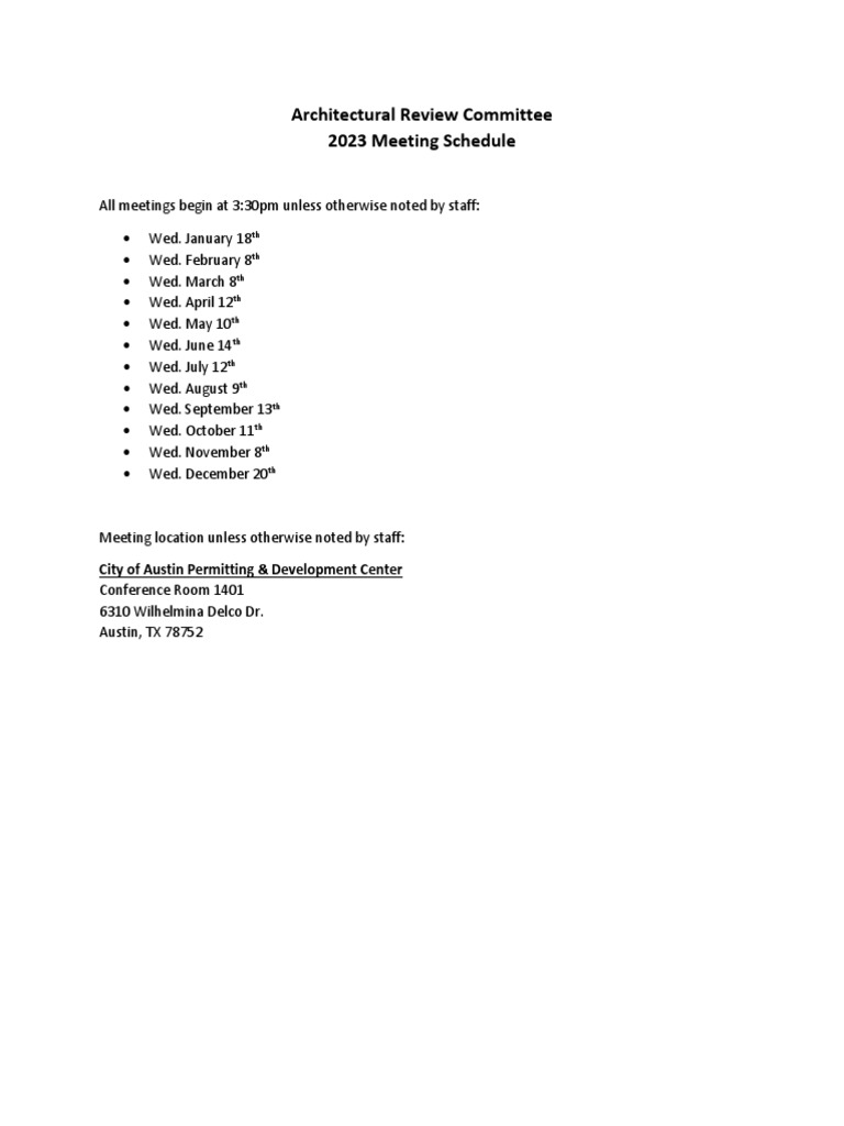 2023 ARC Schedule PDF