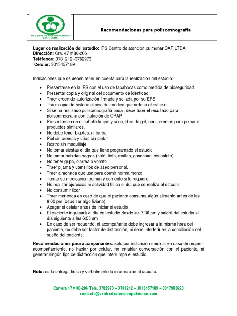 Recomendaciones para Polisomnografía | PDF