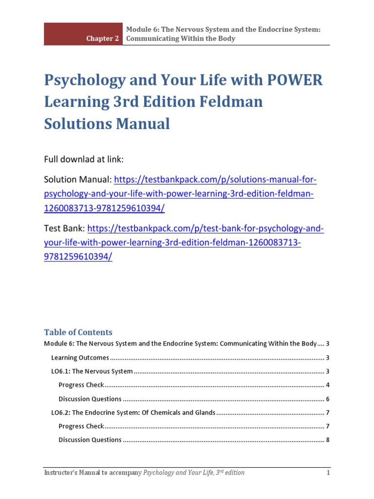 Psychology and Your Life With POWER Learning 3rd Edition Feldman ...