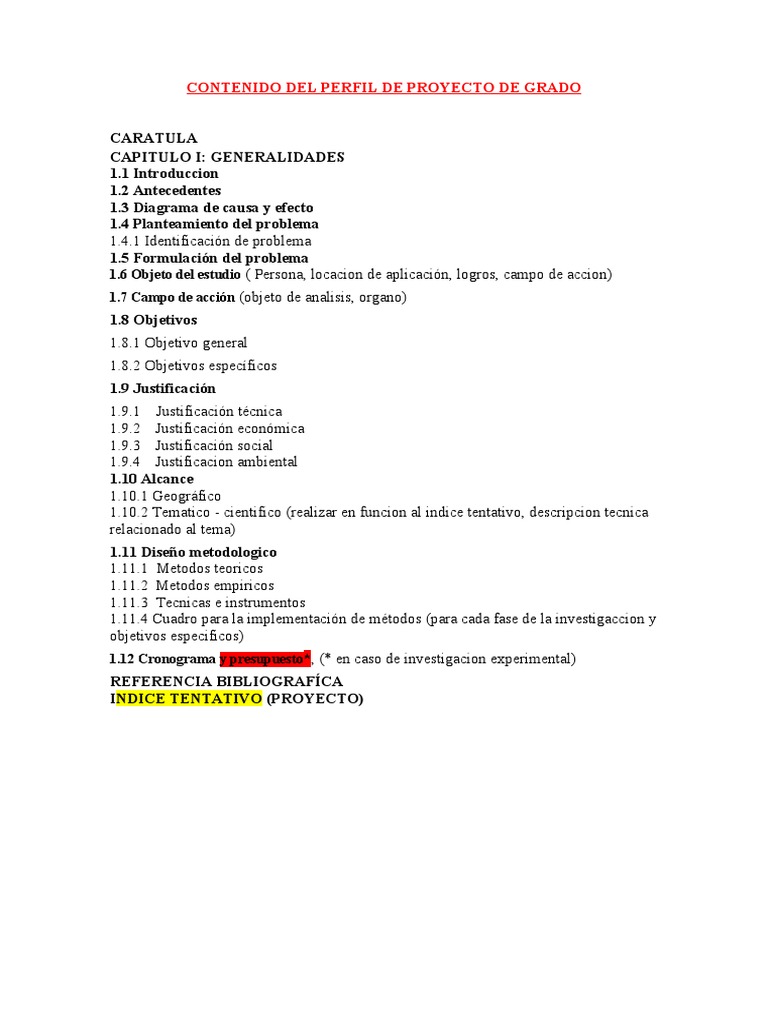 Contenido Del Indice de Perfil y Proyecto de Grado (Ipgn) - Consensuado ...