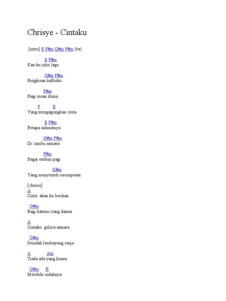 Chord Chrisye Cintaku