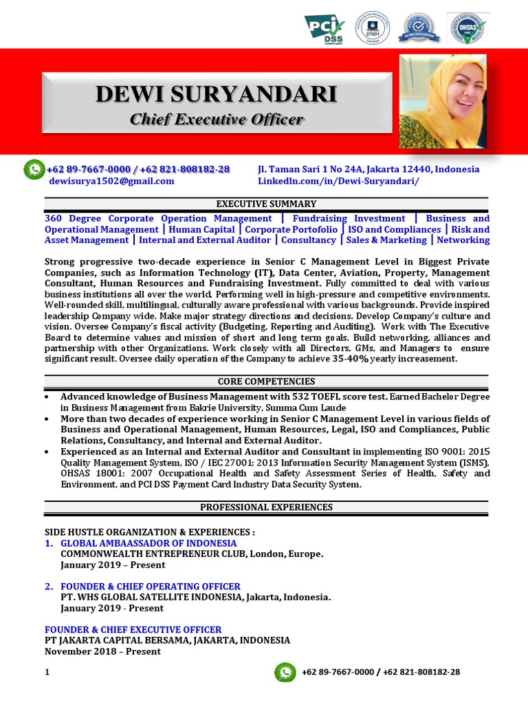 CV CEO DEWI SURYANDARI-JCB-New1 PDF | PDF