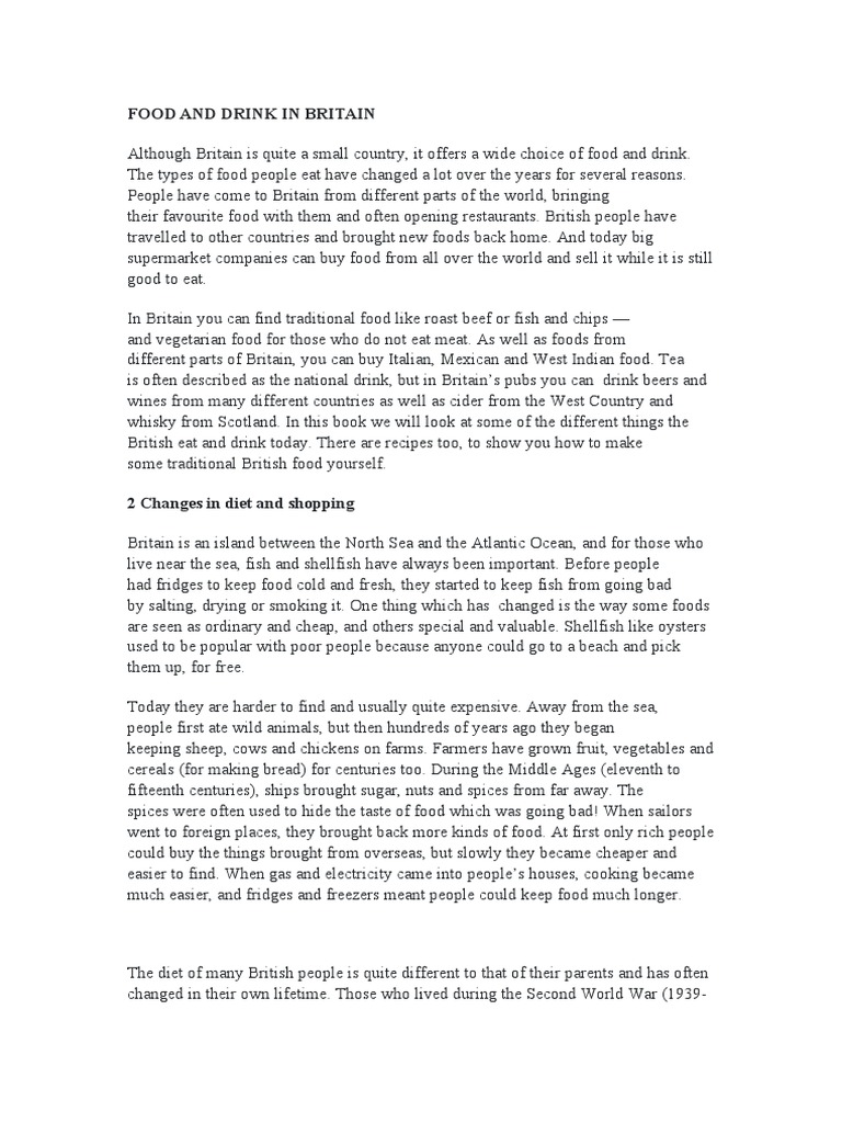 British Food and Drink Overview | PDF | Lunch | Meal