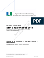 Nmx-C-122-Onncce-2019. Agua para Concreto