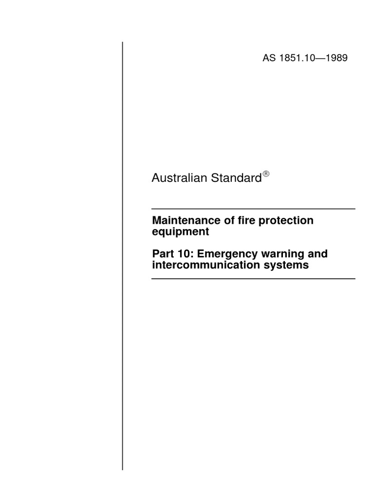 as-1851-10-1989-maintenance-of-fire-protection-equipment-part-10