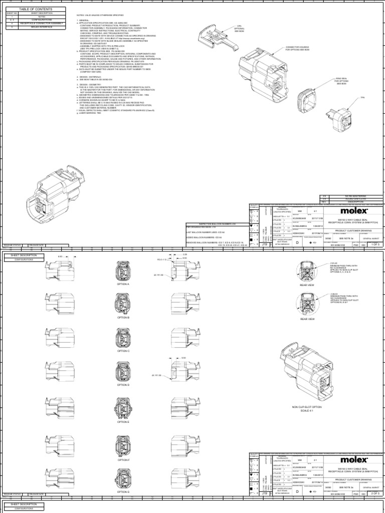 2, 3 Configurations Receptacle Connector Assembly Molex Interface PDF