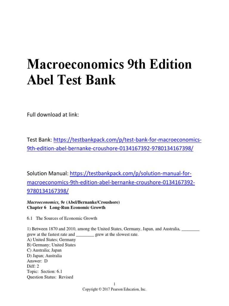 Macroeconomics 9th Edition Abel Test Bank Download | PDF