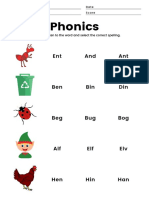 Phonics Kindergarten Spelling Worksheet
