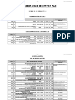 Horarios 2023 Semestre Par: DESDE EL 07/08 AL 25/11