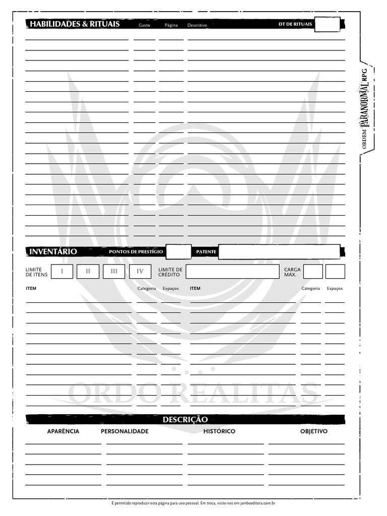 Ficaria legal no sistema de ordem : r/OrdemParanormalRPG