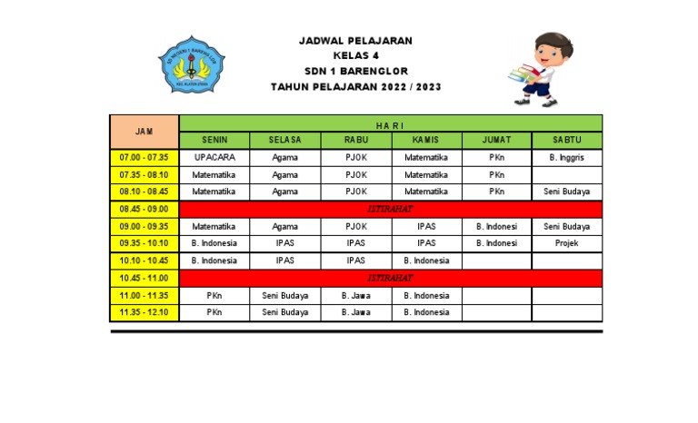 Jadwal SD | PDF