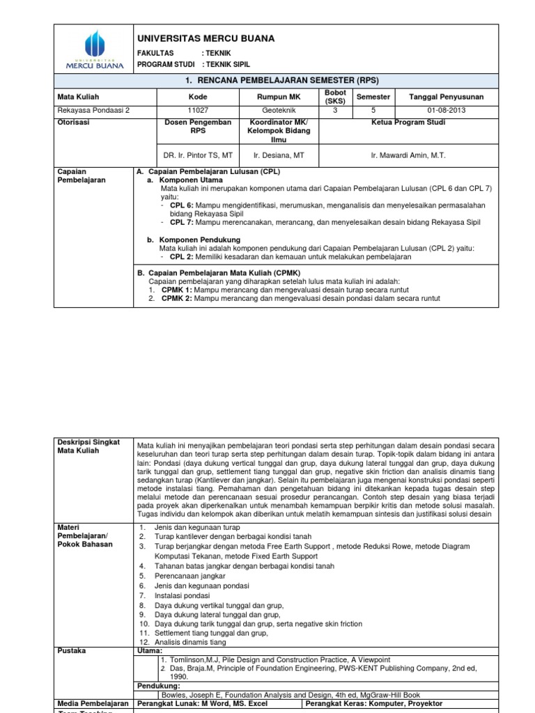 Rps Rekayasa Pondasi 2 2013 Pdf