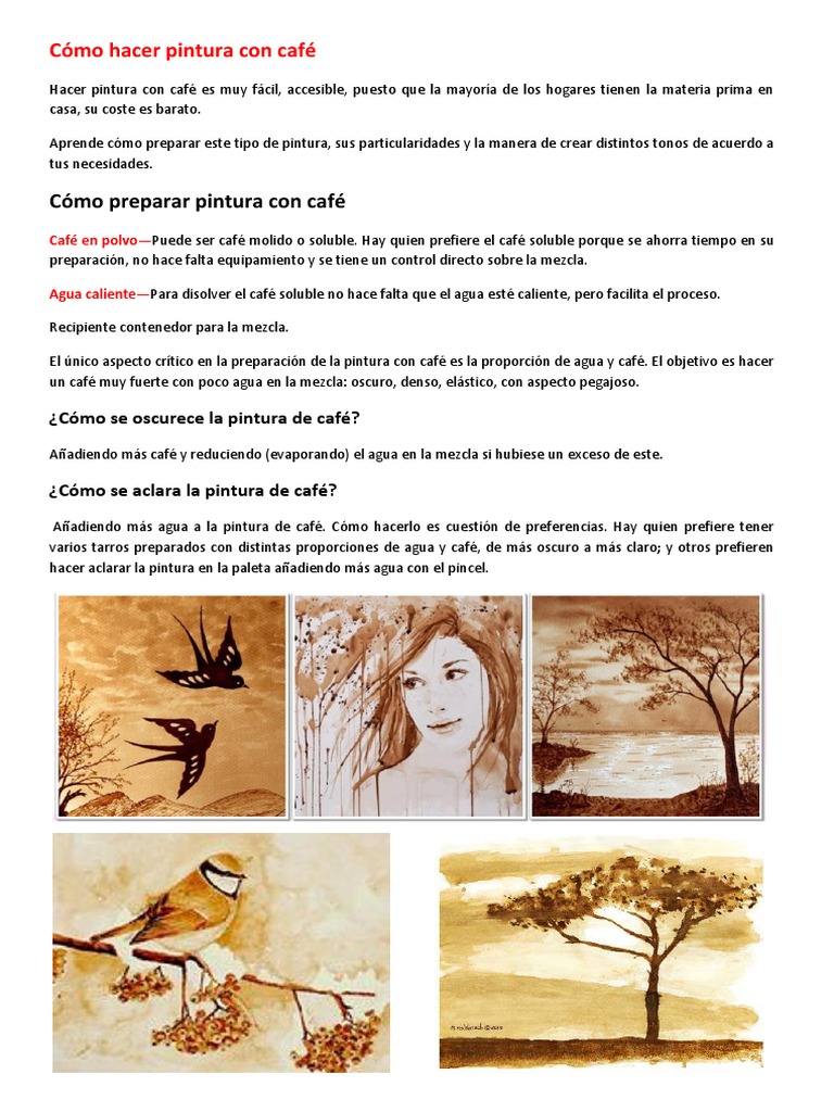 Pintura Casera con Café: Guía Fácil | PDF, image size:768x1024
