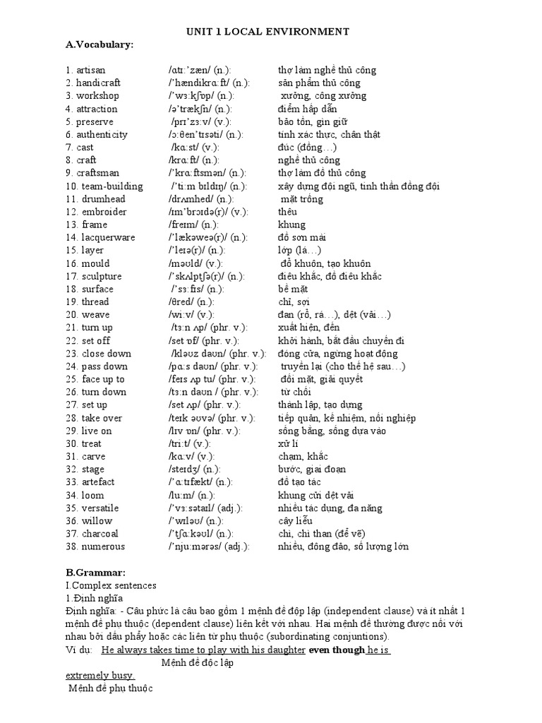 Unit 1 Local Environment | PDF