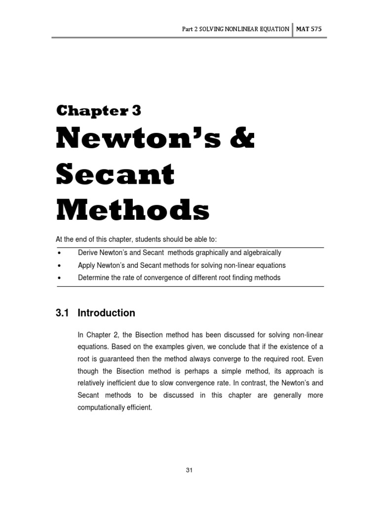 Newton's Method for Nonlinear Equations | PDF
