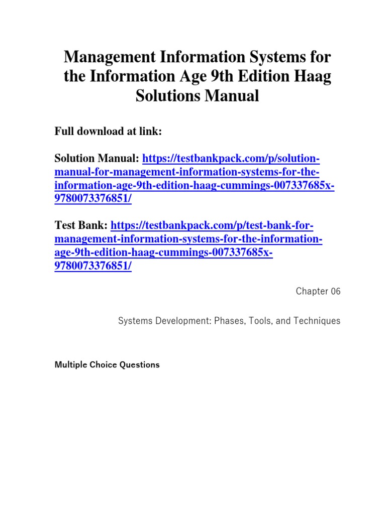 Management Information Systems For The Information Age 9th Edition Haag ...