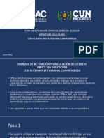 MANUAL DE ACTIVACIÓN Y VINCULACIÓN DE LICENCIA OFFICE 365 EDUCACIÓN  CON CUENTA INSTITUCIONAL CUNPROGRESO