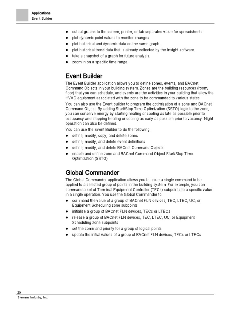 Siemens Apogee Insight Applications Guide | PDF